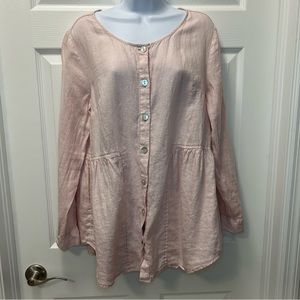 Sigrid Olsen Sz M Blush Linen Tunic